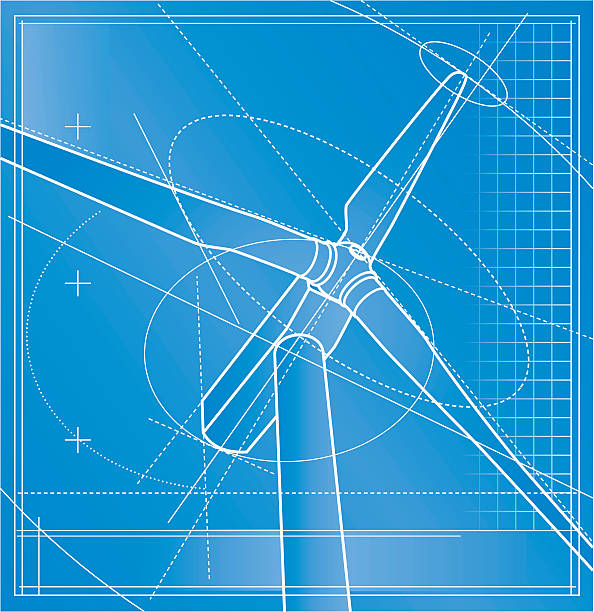 ветряная электростанция план здания - blueprint electrical component engineer plan stock illustrations