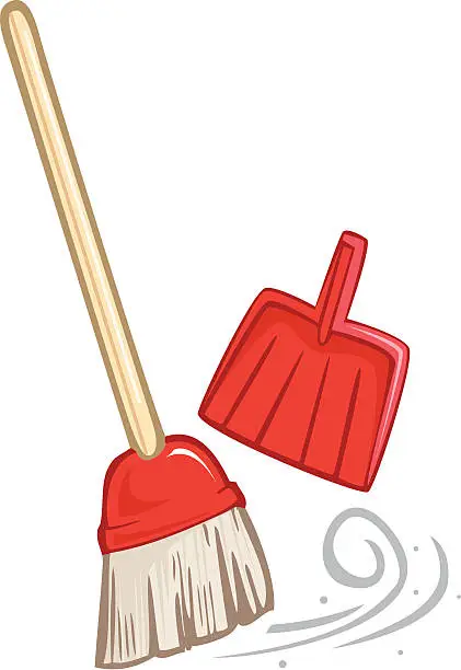 Vector illustration of Broom and Dustpan