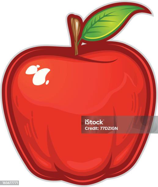 Roter Apfel Stock Vektor Art und mehr Bilder von Apfel - Apfel, Blatt - Pflanzenbestandteile, ClipArt