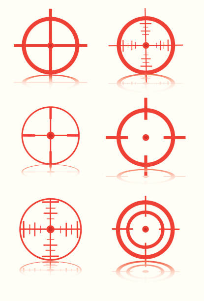 illustrazioni stock, clip art, cartoni animati e icone di tendenza di di destinazione - crosshair gun rifle sight aiming