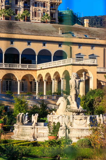 Villa del Principe, Prince's Palace or Andrea palace Doria with garden in Genoa, Italy Genoa, Italy - November 10, 2022: Villa del Principe, Prince's Palace or Andrea palace Doria with garden in Genoa, Italy. Villa was built between 1521 and 1529 fountain courtyard villa italian culture stock pictures, royalty-free photos & images