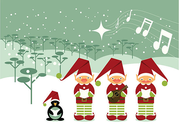 christmas carols - christmas singing music star shape stock illustrations