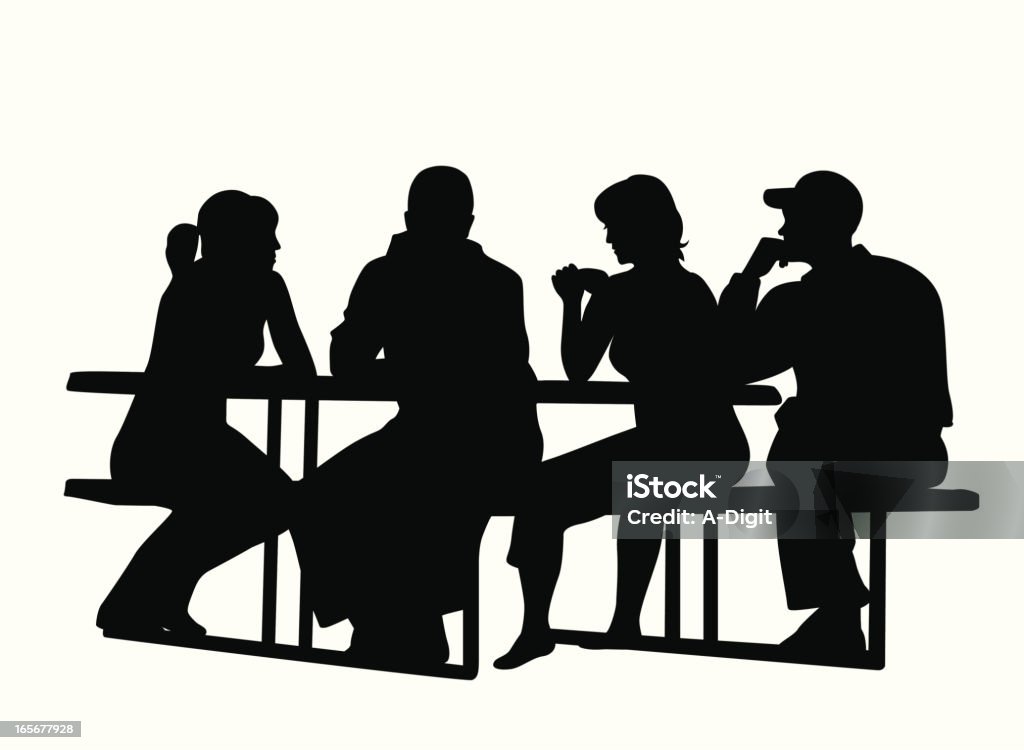 Lunch Table Vector Silhouette A-Digit In Silhouette stock vector