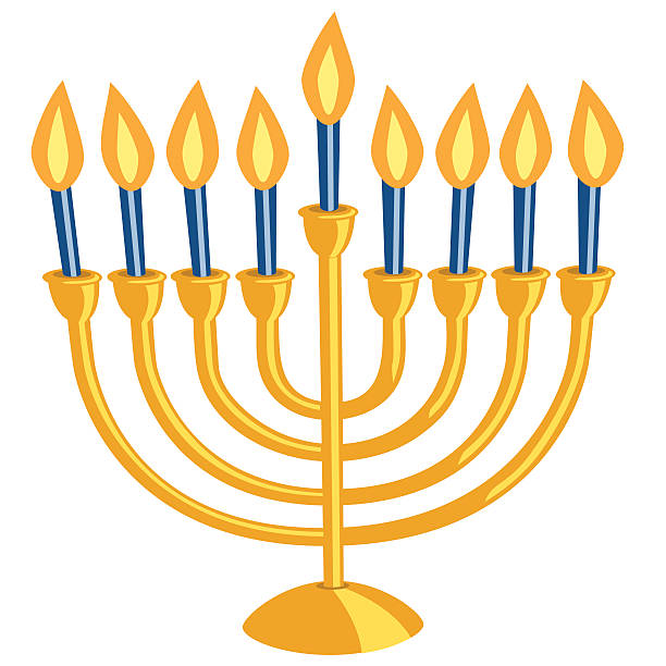 illustrazioni stock, clip art, cartoni animati e icone di tendenza di hanukkah menorah - menorah