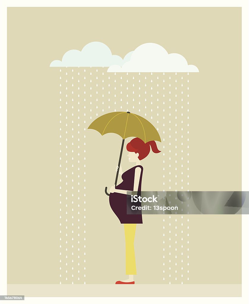 Pregnant Woman in a Shower A woman expecting a baby stands in a shower under an umbrella Women stock vector