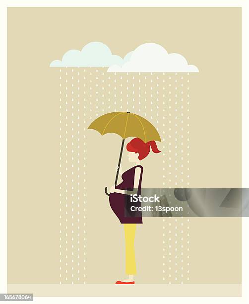 Pregnant Woman In A Shower Stock Illustration - Download Image Now - Women, Pregnant, Umbrella