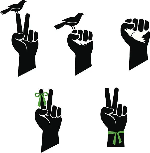 Vector illustration of Symbols of Peace, Revolution and Oppression