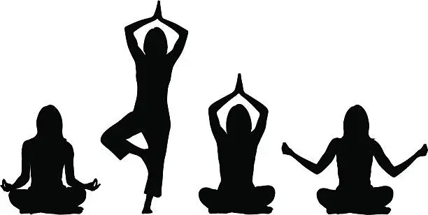 Vector illustration of Yoga positions - Woman