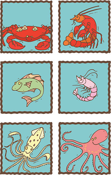 meeresfrüchte-menü-icons. - sushi nigiri white background red stock-grafiken, -clipart, -cartoons und -symbole