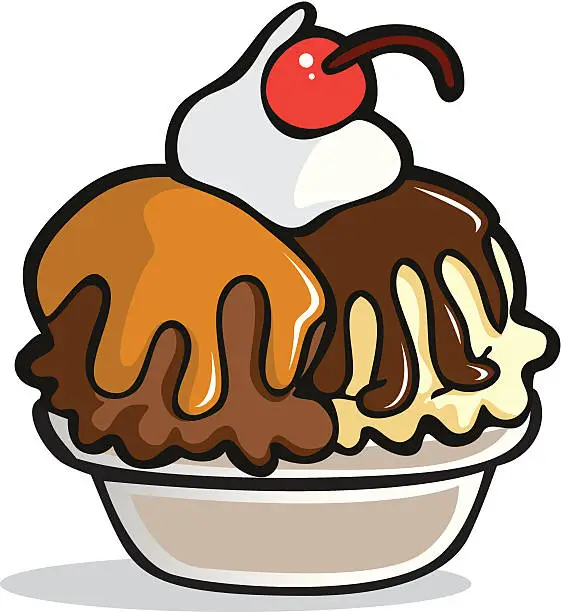 Vector illustration of Bowl of Ice Cream