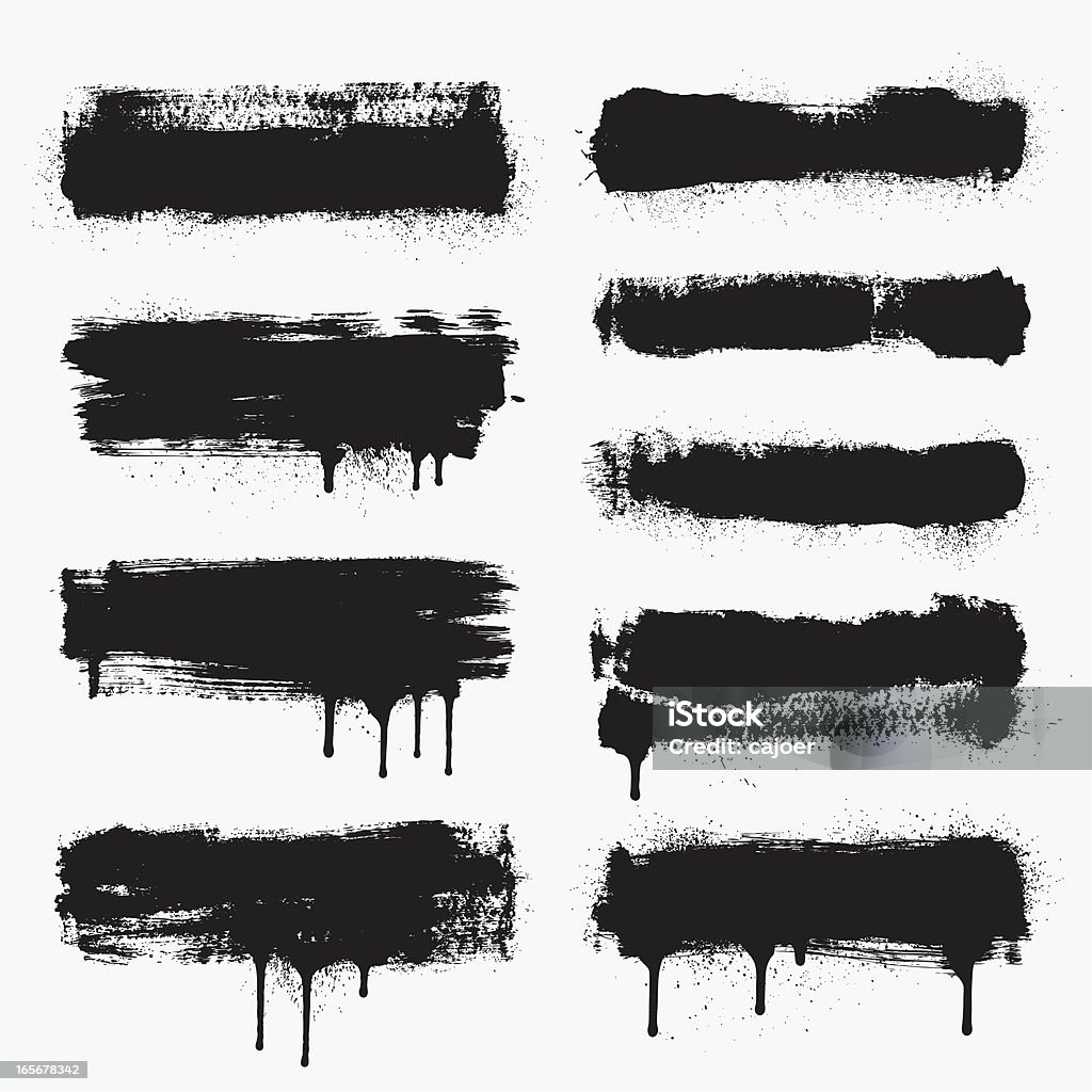 Vector Brushes A collection of vector brush strokes. The dripping paint and the spray around the edges are separate objects for easy removal. High resolution jpg included. Drop stock vector