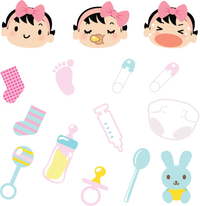 Cute style vector icons - Cute Babies Emoticons and Baby Goods.