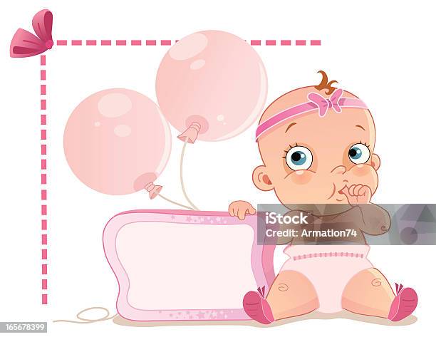 Bebé Menina - Arte vetorial de stock e mais imagens de Chupar no Dedo - Chupar no Dedo, Bebé, Criança