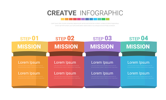 Infographic template with numbers 4 option can be used for workflow layout, diagram, number step up options.