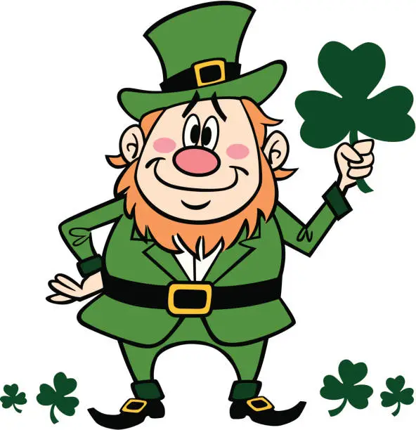 Vector illustration of Leprechaun With Shamrock