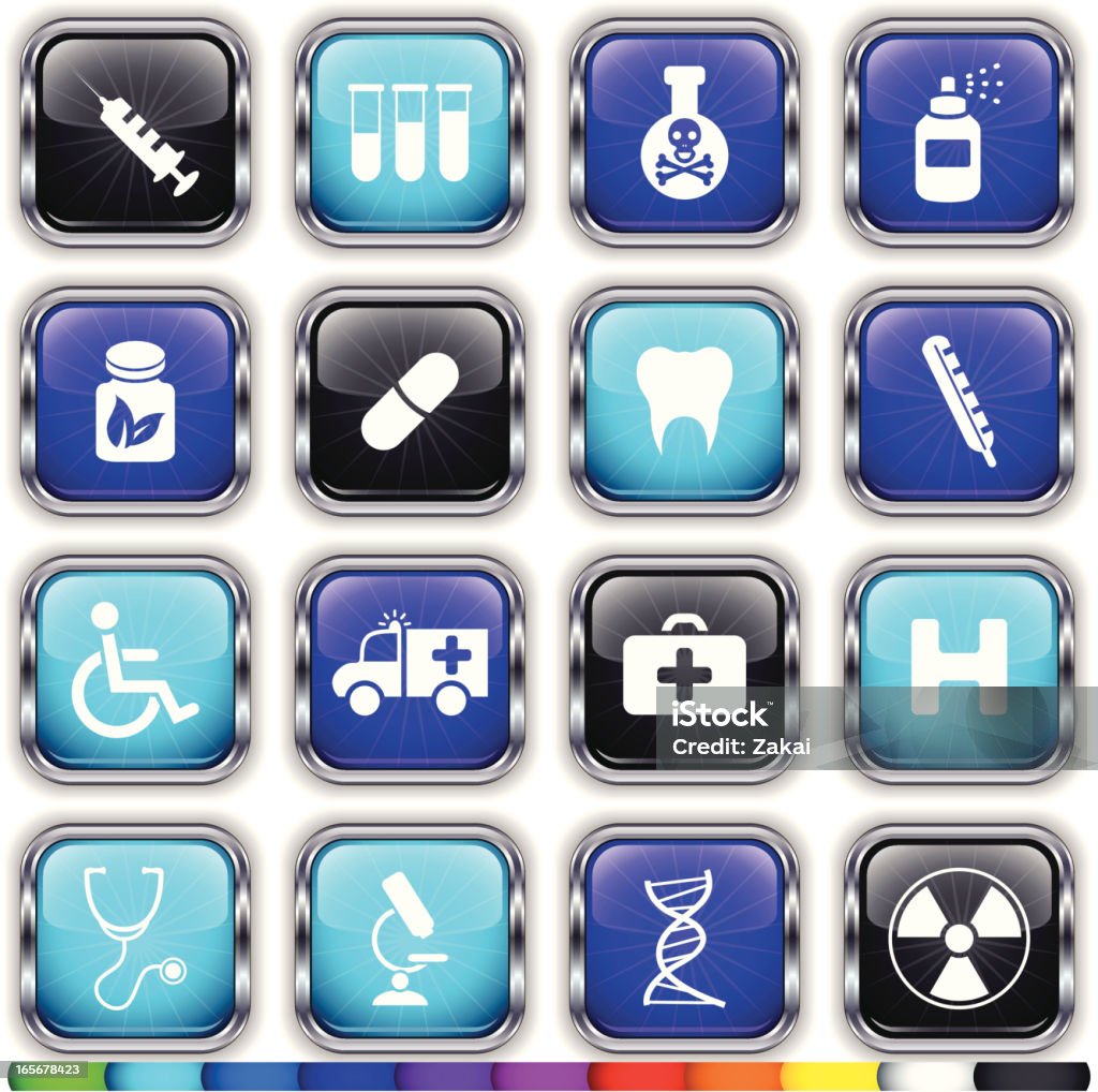 Health Button Color Alloy Super Glossy Medical Web Buttons On 11 Different Colors Stock ...