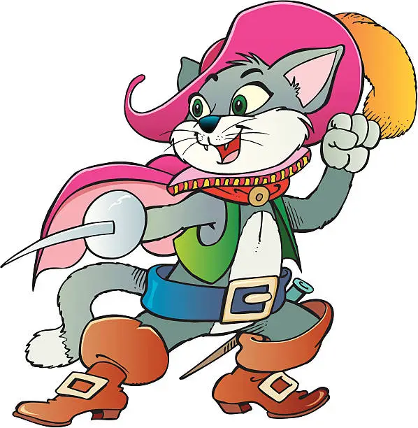 Vector illustration of Cat-musketeer