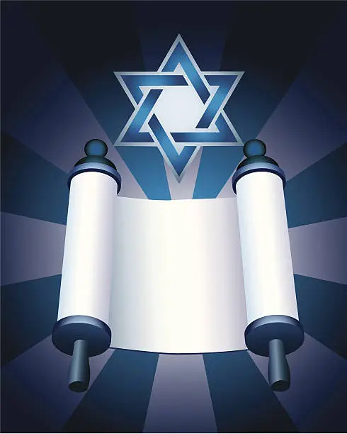 Vector illustration of Torah and Star of David - Judaism Background