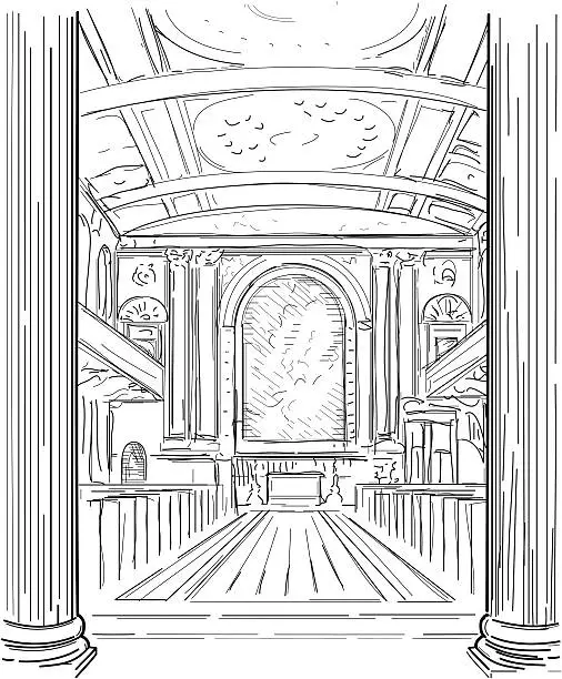 Vector illustration of Church interior