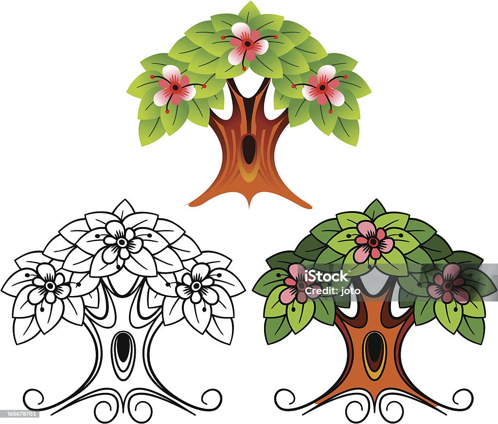 Tree Two Part Color Tree Design Tree Design Stock Illustration - Download Image Now - Black Color ...