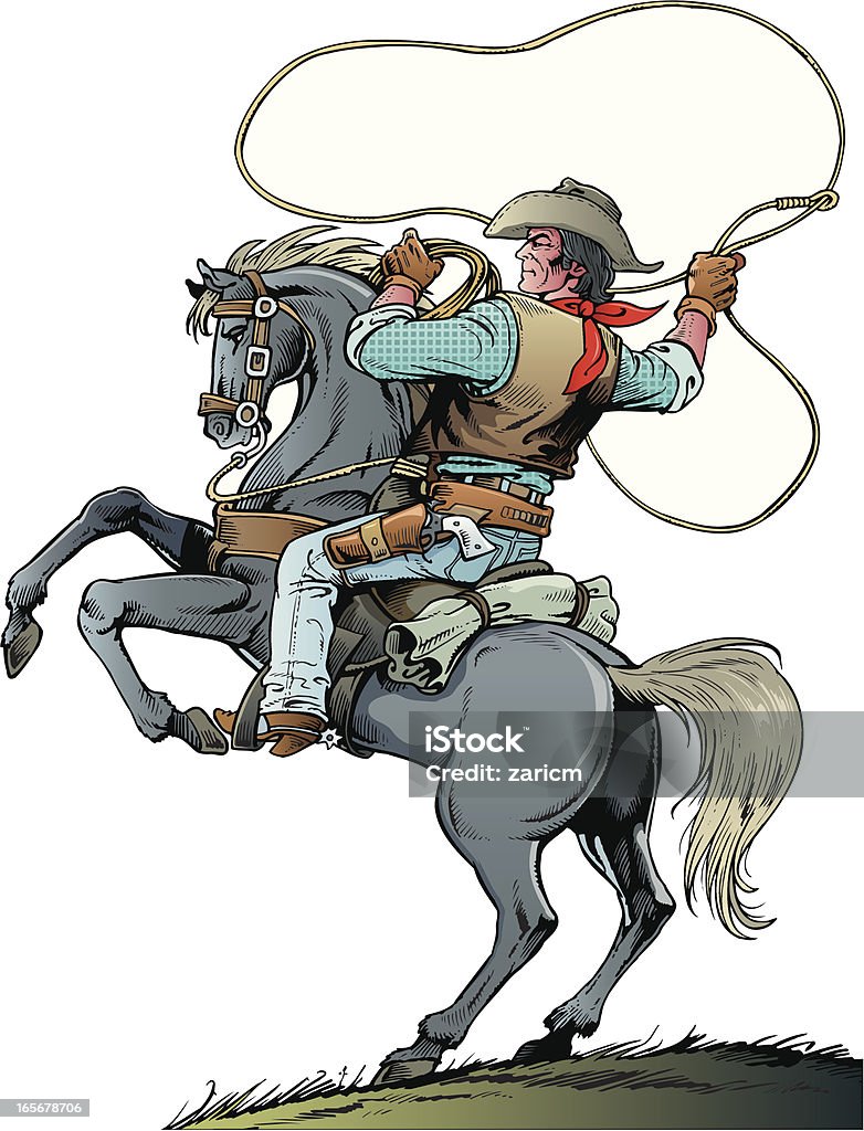 Cowboy Illustration of cowboy on horseback. Cowboy stock vector