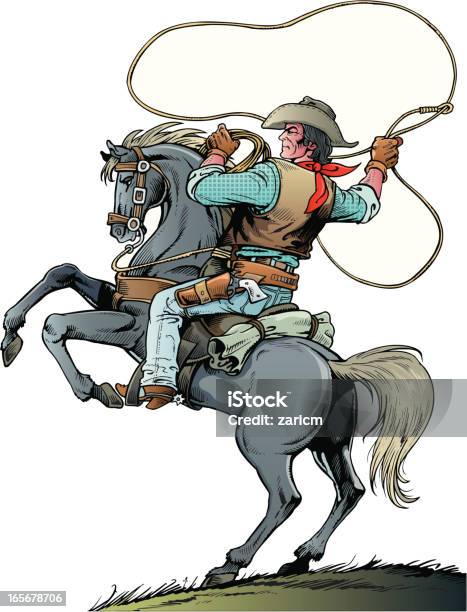 Cowboy Stock Illustration - Download Image Now - Cowboy, Wild West, Lasso