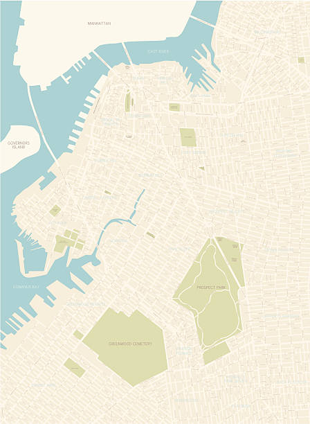 ilustraciones, imágenes clip art, dibujos animados e iconos de stock de brooklyn mapa (noroeste de área - east river illustrations