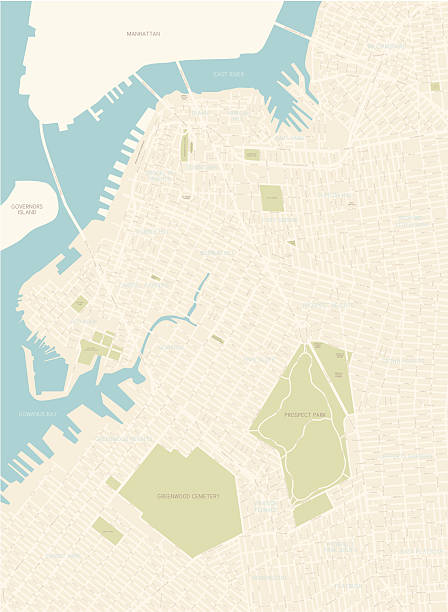 Brooklyn Map (Northwest Area) A detailed map of the northwest area of Brooklyn in New York City. Includes all roads and highways. Also includes parks, neighborhoods and points of interest. williamsburg bridge stock illustrations