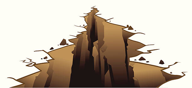 ilustrações, clipart, desenhos animados e ícones de fenda na superfície da terra - crevice