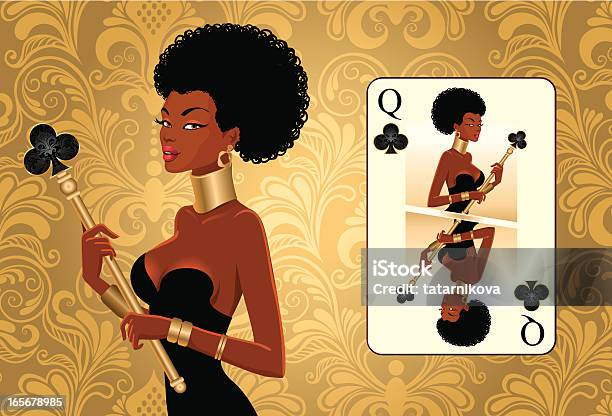 Vetores de Afrocama Queensize Pôquer e mais imagens de Carta de dama - Carta de dama, Origem Africana, Vector