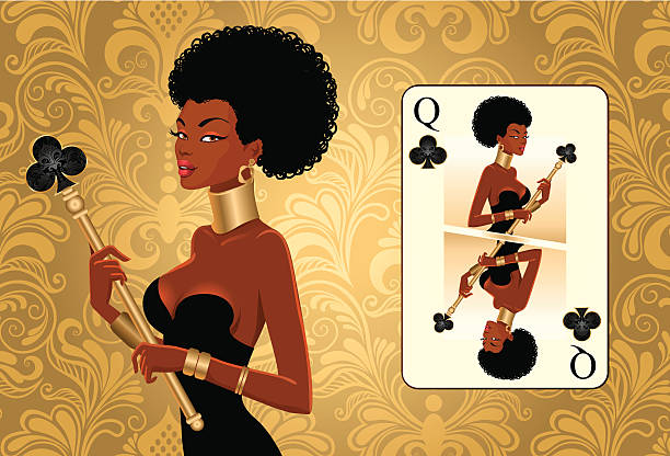 African queen (poker) vector art illustration
