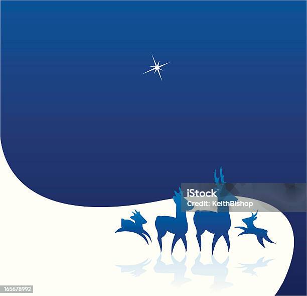 Vetores de Renas Silhuetas De Neve No Fundo e mais imagens de Estrela-guia - Estrela-guia, Azul, Congelado