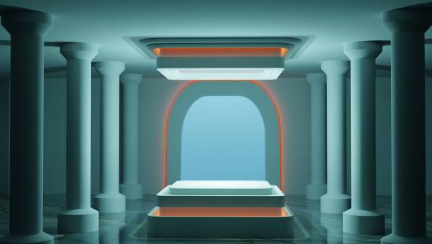 istock picture of the room, cool hallway with columns and table 1656791036