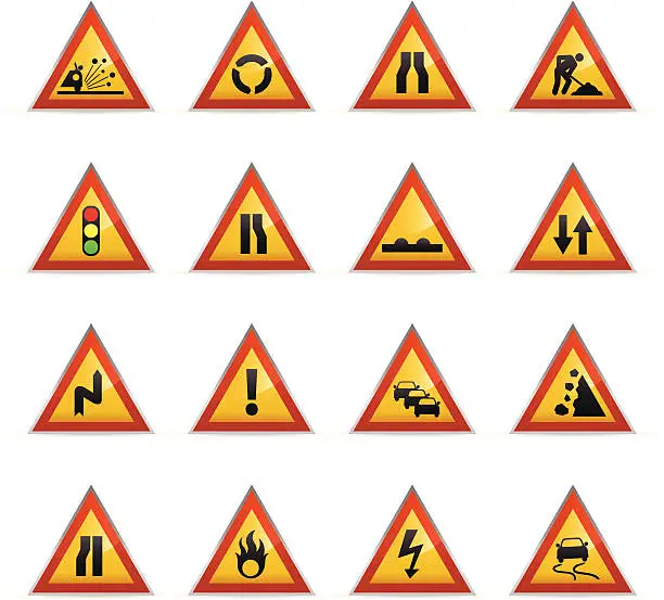 Vector illustration of Color Icons - Road Signs