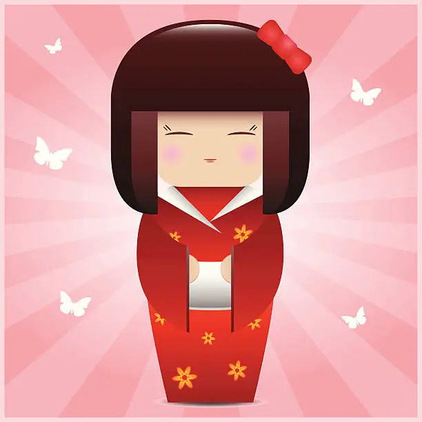 Vector illustration of Kokeshi Doll