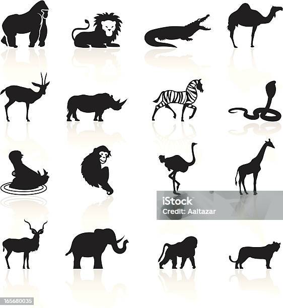 Black Symbols African Animals Stock Illustration - Download Image Now - Icon Symbol, Ape, Monkey