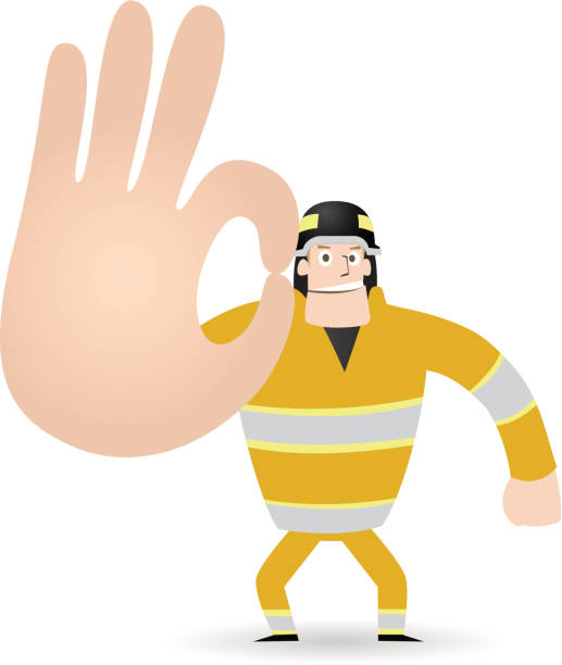 Gesturing(Hand Sign): Fireman showing OK! ( No Problem! Don't Worry!) Vector illustration – Gsturing(Hand Sign): Fireman showing OK! ( No Problem! Don't Worry!) pics of the firefighter free stock illustrations