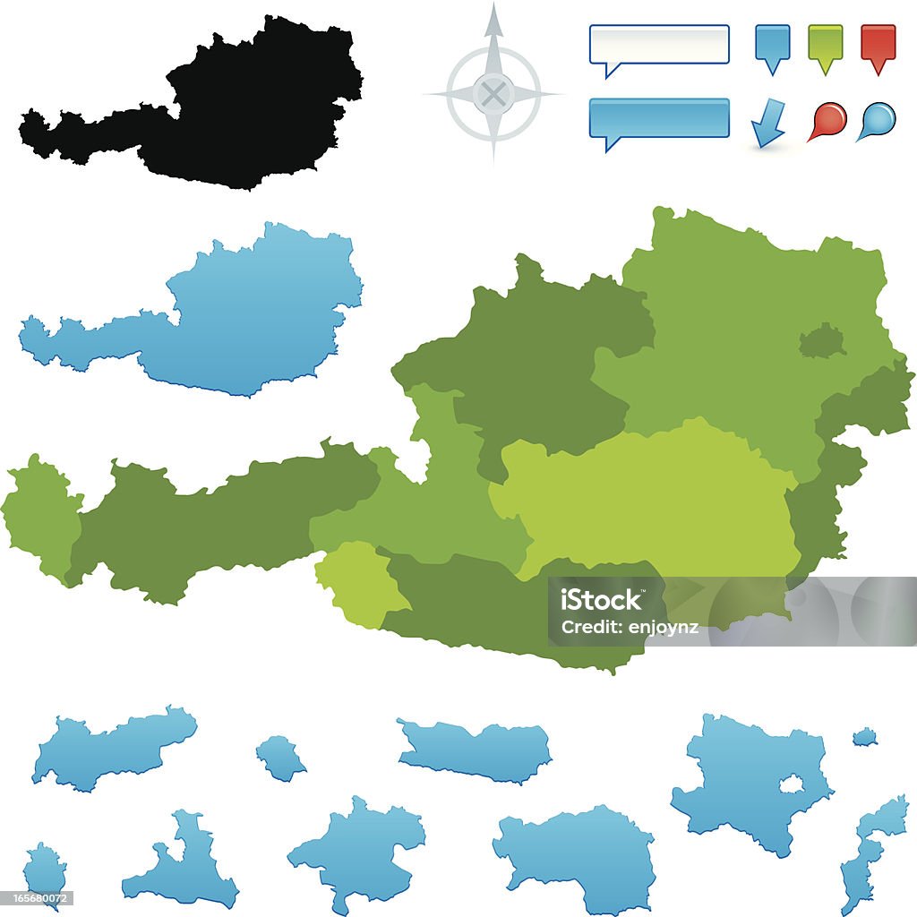 Austria Mapa de Estados Unidos - arte vectorial de Mapa libre de derechos