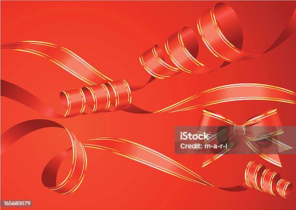Красная Лента Curles Набор — стоковая векторная графика и другие изображения на тему Завитой - Завитой, Красный, Лента - для шитья