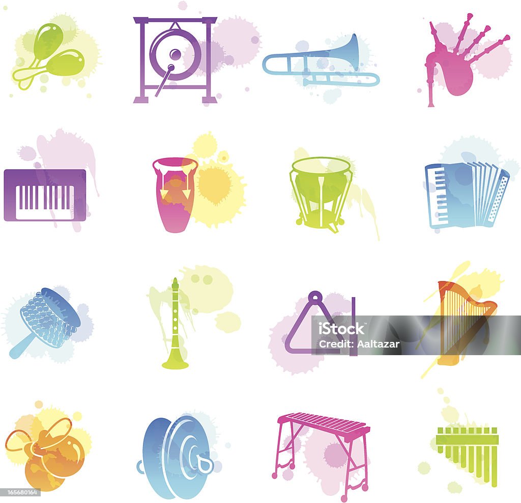 Manchas iconos de instrumentos musicales - arte vectorial de Acordeón - Instrumento libre de derechos