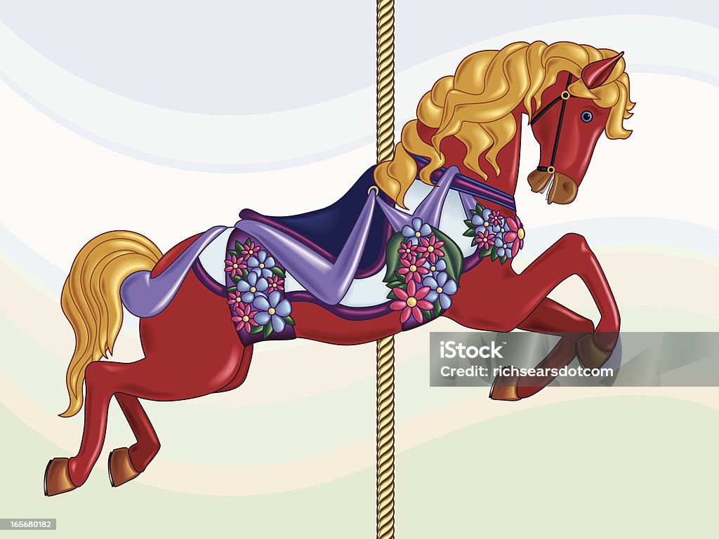 Red cavalo de carrossel - Vetor de Carrossel royalty-free