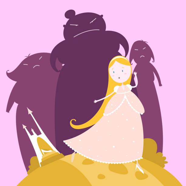 ilustraciones, imágenes clip art, dibujos animados e iconos de stock de cinderella - princess castle child family