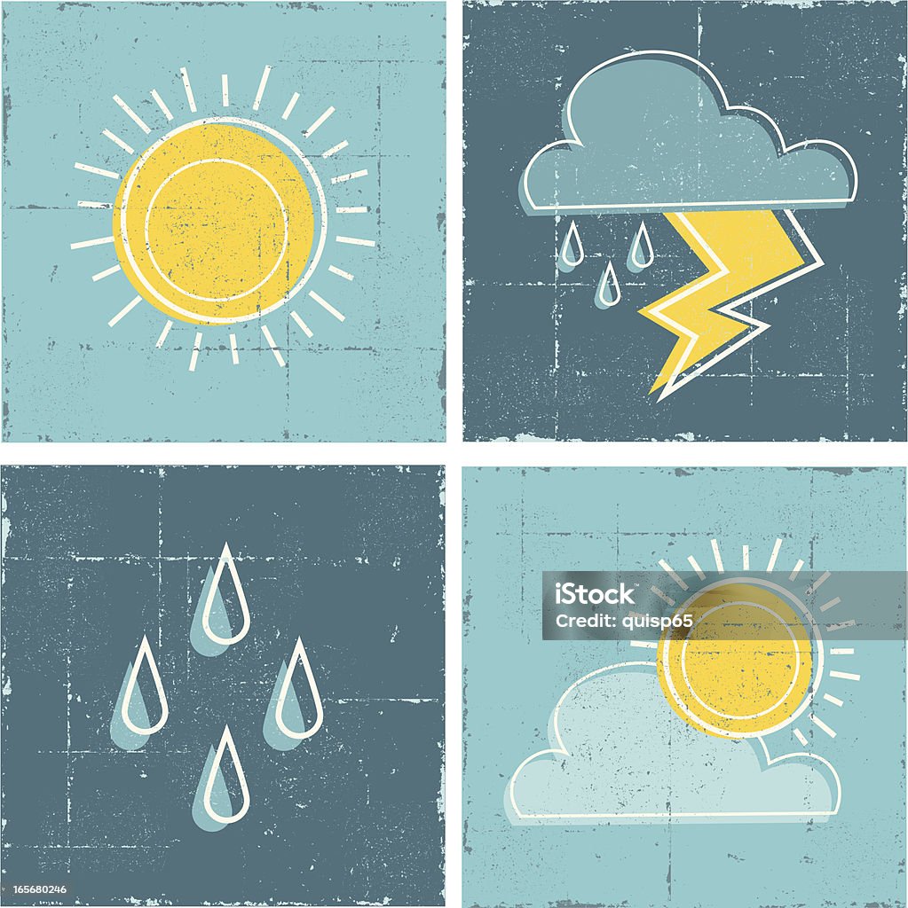 Grunge Weather Icon Set Editable vector file. ai8 eps and 300 dpi jpg files included. Blue stock vector