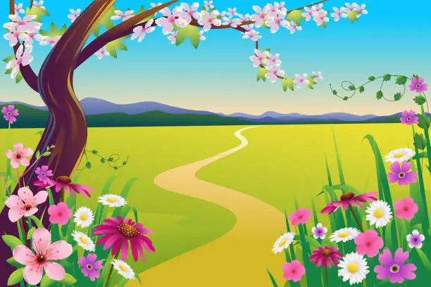 Vector illustration of Beautiful Spring Landscape