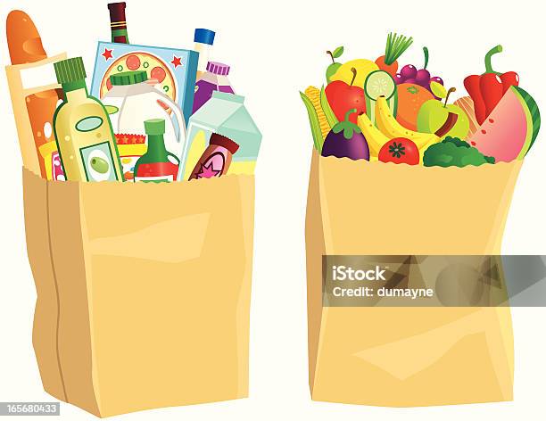 茶色の紙食料品ショッピングバッグ - 紙袋のベクターアート素材や画像を多数ご用意 - 紙袋, スーパーマーケット, 果物