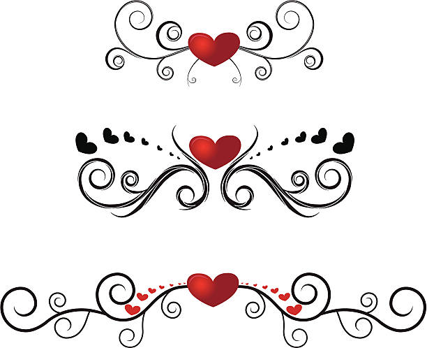 Heart Scrolls vector art illustration