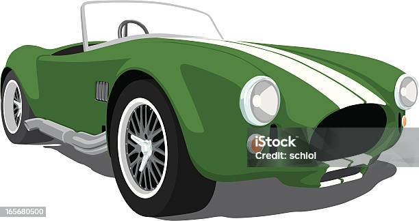 Зеленый Шелби Кобры Roadster — стоковая векторная графика и другие изображения на тему Спортивный автомобиль - Спортивный автомобиль, Хот-род, Векторная графика