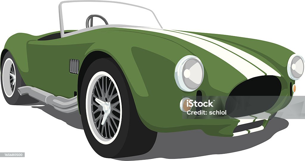 Green Shelby Cobra Roadster A vector illustration of a classic Shelby Cobra Roadster. Saved in layers for easy editing. Hot Rod Car stock vector