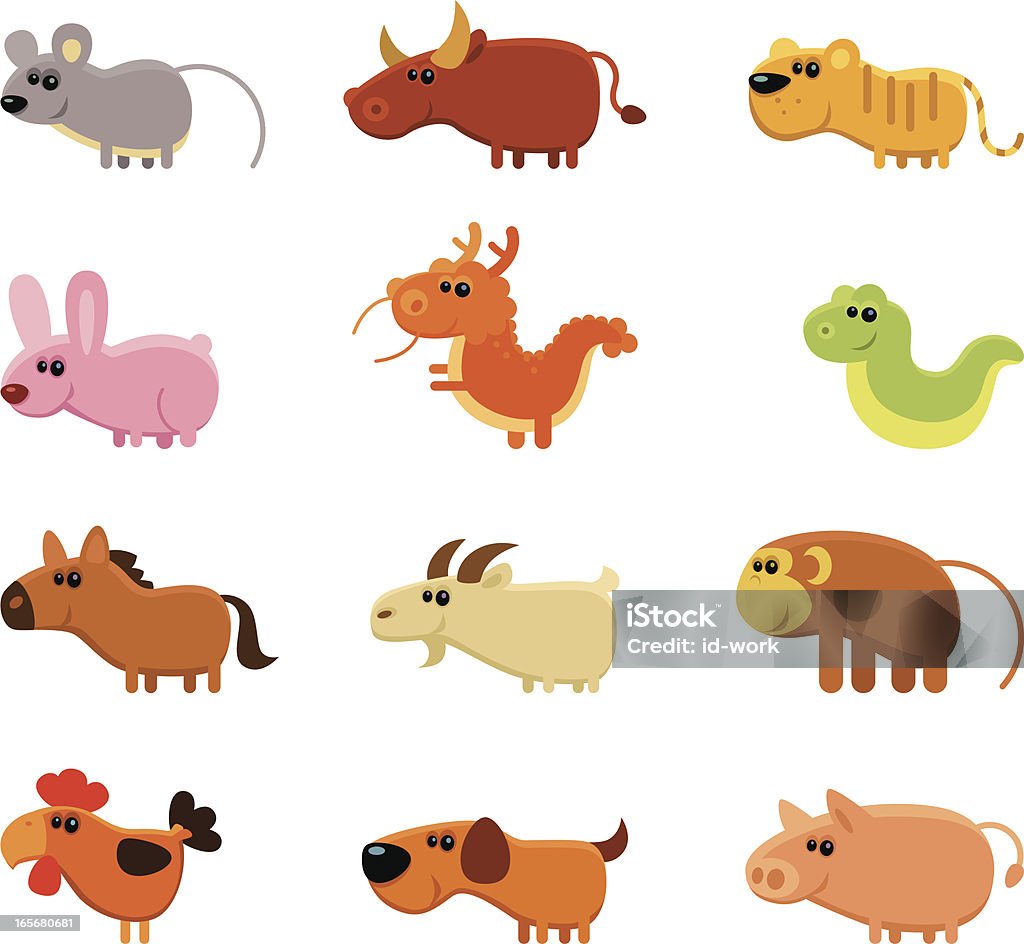 funny China horoscope señales - arte vectorial de Perro libre de derechos