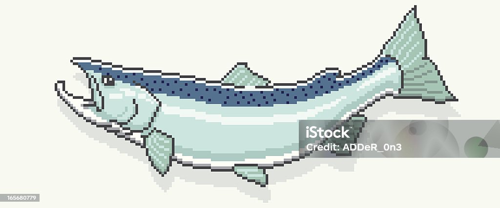 King Salmon-Pixel Art Style - clipart vectoriel de Faune libre de droits